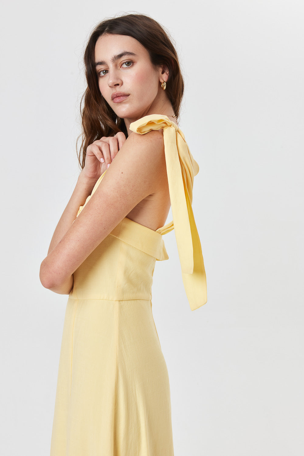 Mellow Yellow Tie Shoulder Midi Dress – Trixxi Wholesale