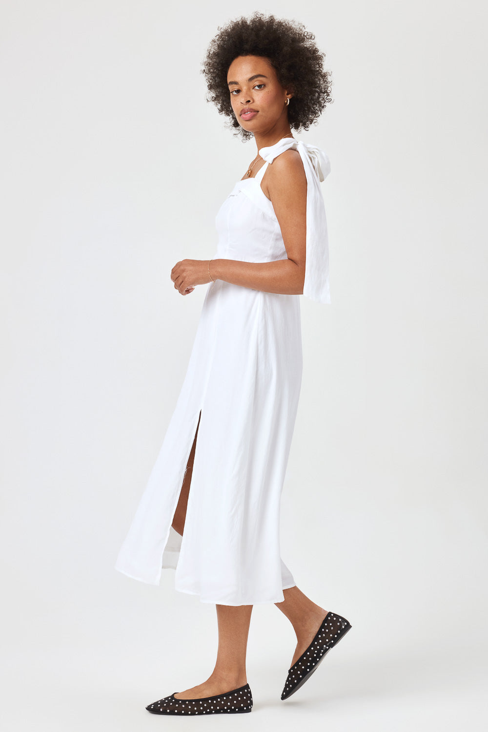 trixxi off the shoulder dress White Tie Shoulder Midi Dress