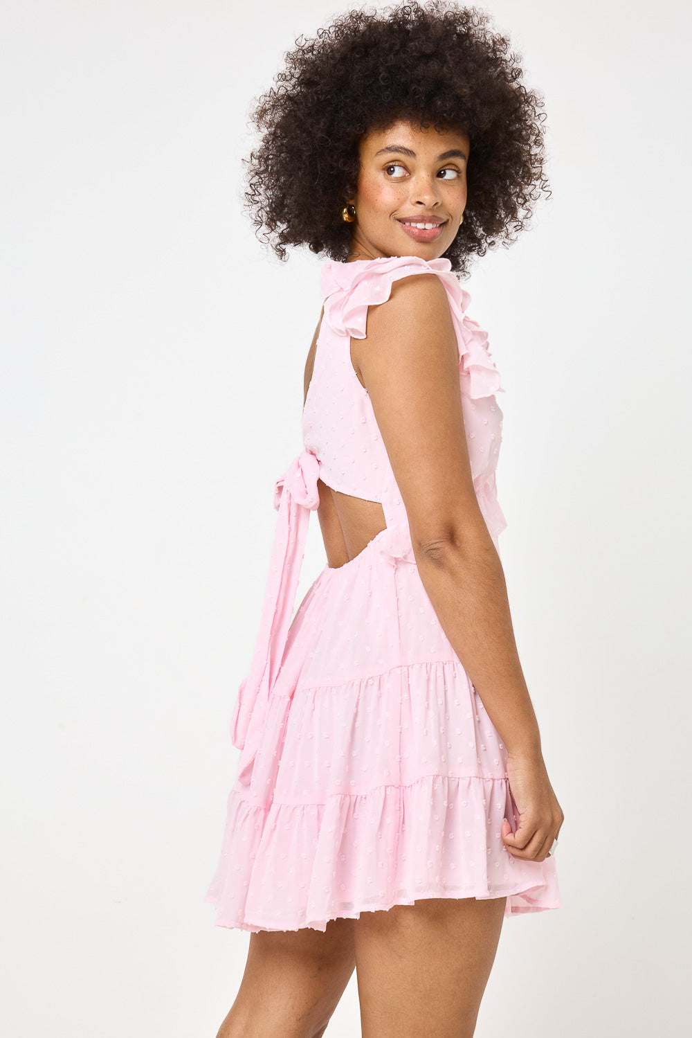 Pink Ruffle Layered Sleeve Dress Pink Ruffle Layered Sleeve Dress