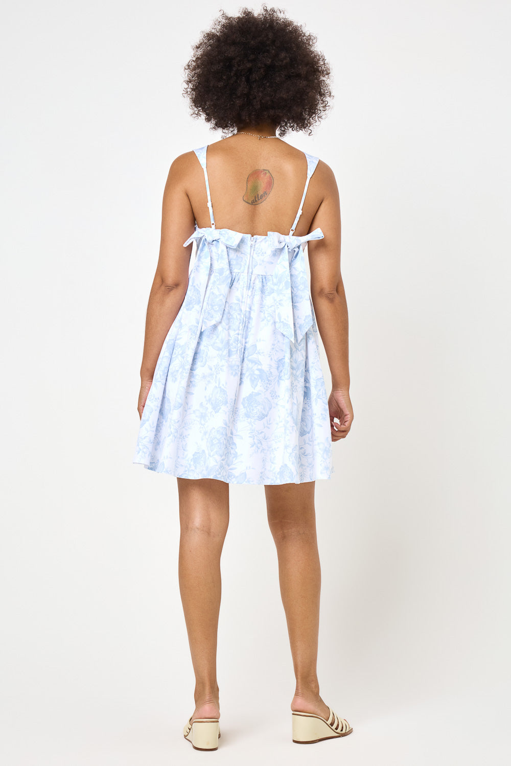 White Blue Back Bow Babydoll Dress – Trixxi Wholesale