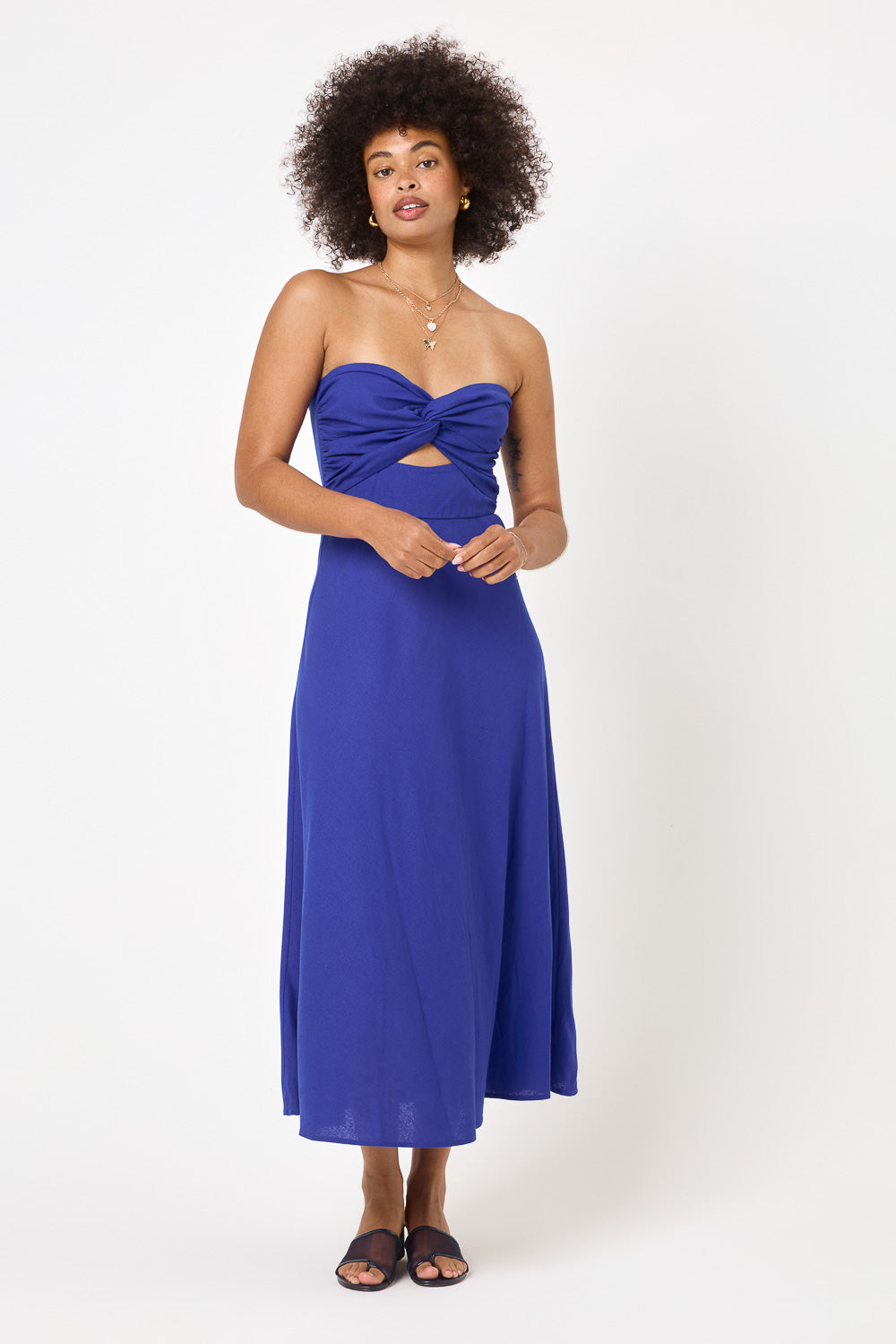 Blue Twist Front Keyhole Midi Dress – Trixxi Wholesale