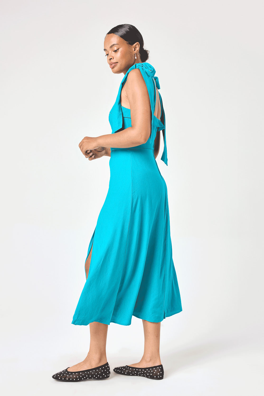 a line midi dress Dupioni Collared Tie Front A Line Midi Dress In Olive, Olive / Regular / 20