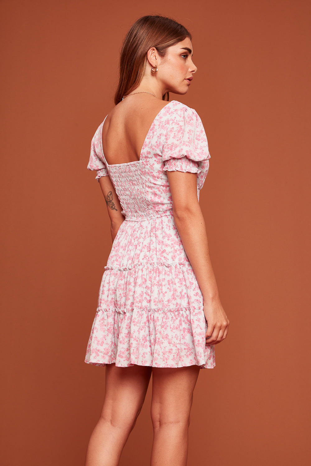 Pink Ditsy Tier Emma Dress