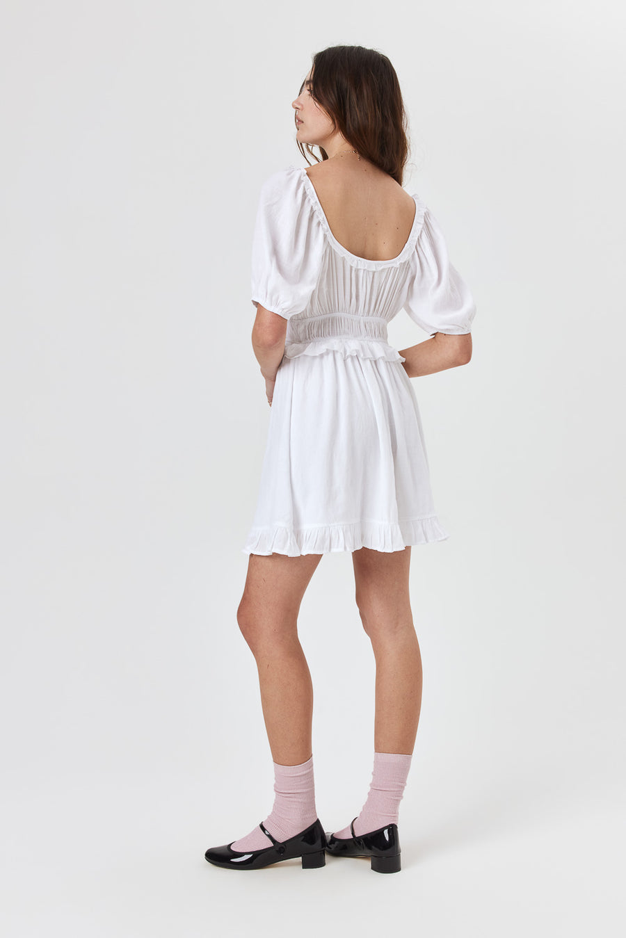 White Short Sleeve Elbow Dress - Trixxi Clothing