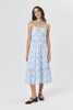 White Blue Floral Emma Tier Midi Dress - Trixxi Clothing