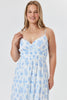 White Blue Surplice Tiered Midi Dress - Trixxi Clothing