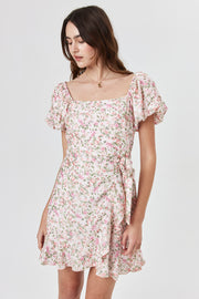 Pink Floral Wrap Dress - Trixxi Clothing
