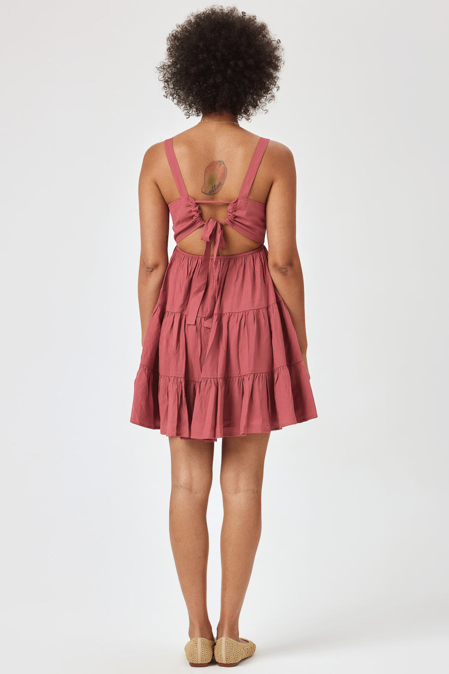 TIE BACK WOV DRES DUSTYCEDAR - Trixxi Clothing