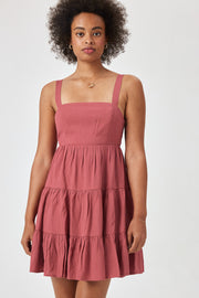 TIE BACK WOV DRES DUSTYCEDAR - Trixxi Clothing