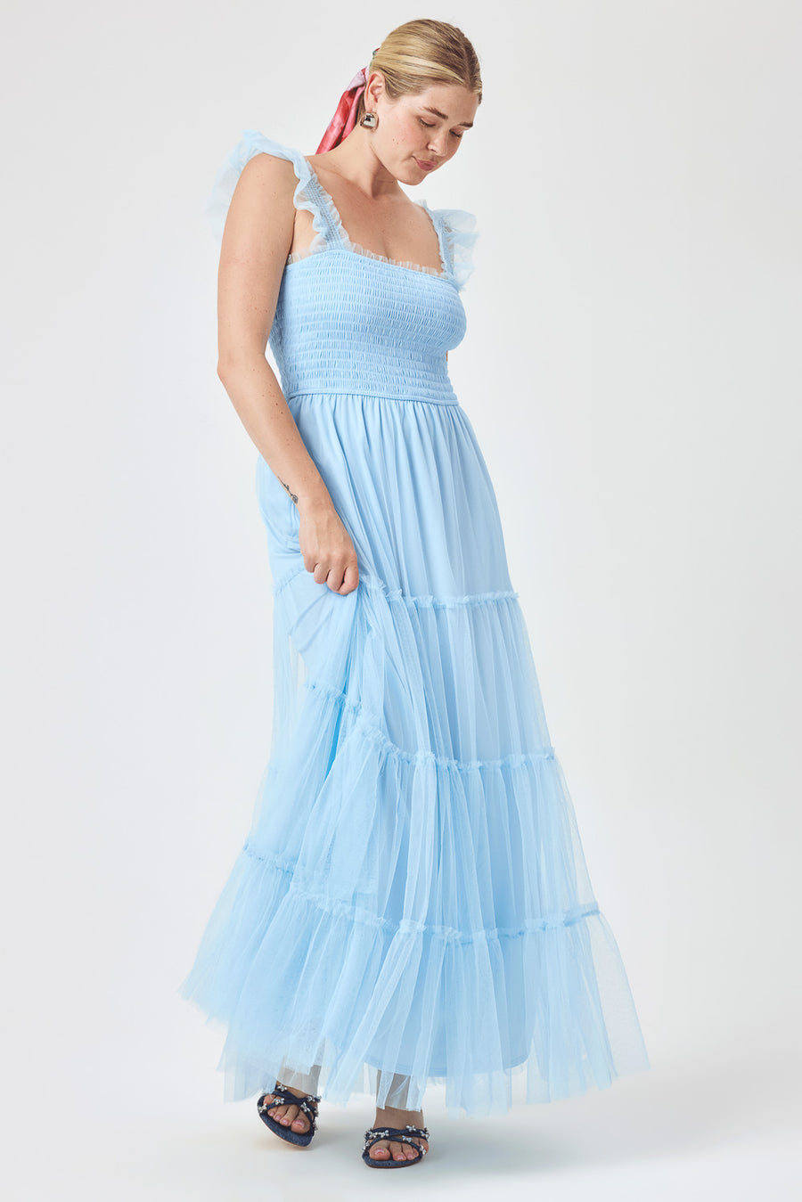 SMOCK TOP TULLE MAXI SUMMERSONG - Trixxi Clothing