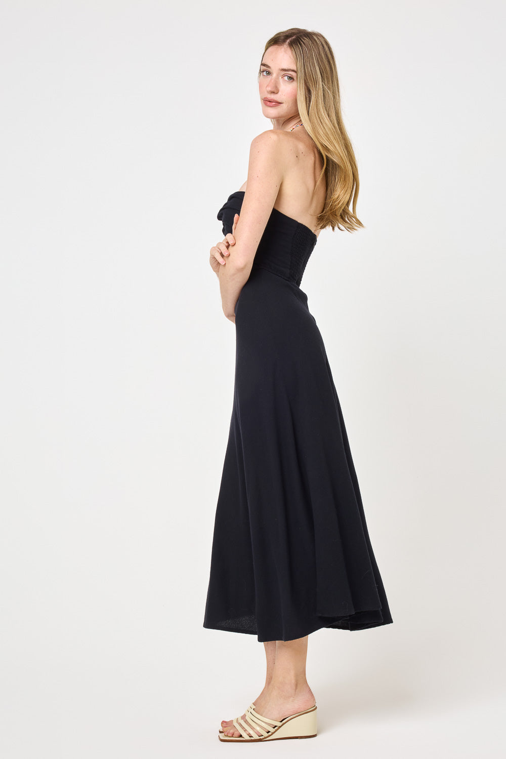 black twist front midi dress Black Twist Front Midi Dress