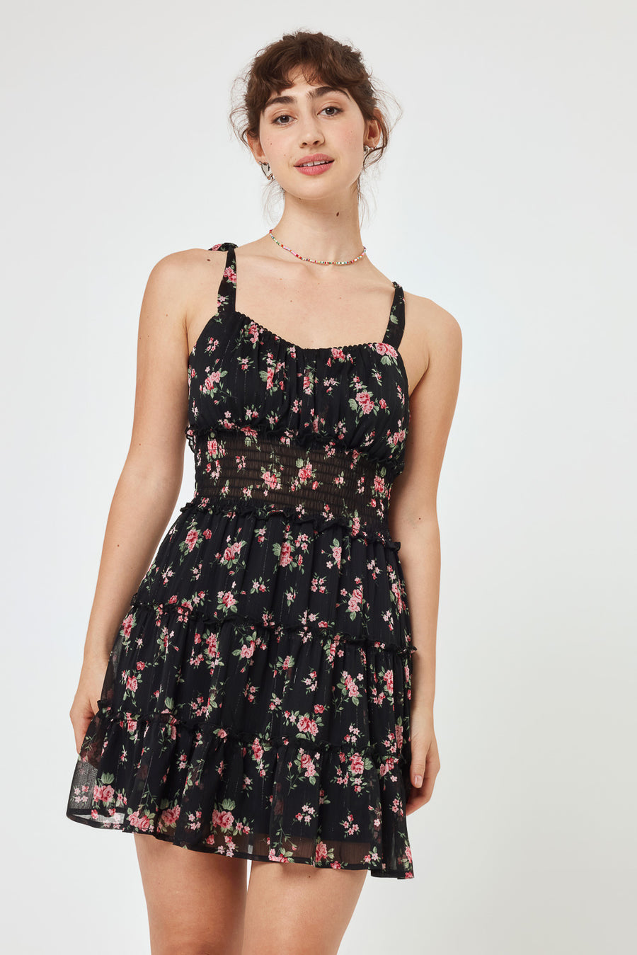 Black floral fashion chiffon dress