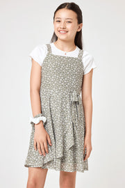 Kids Green Floral Knit Mesh Dress - Trixxi Clothing