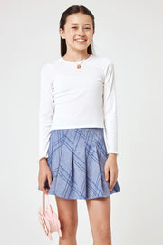 Kids Blue Plaid Pleated Skirt - Trixxi Clothing