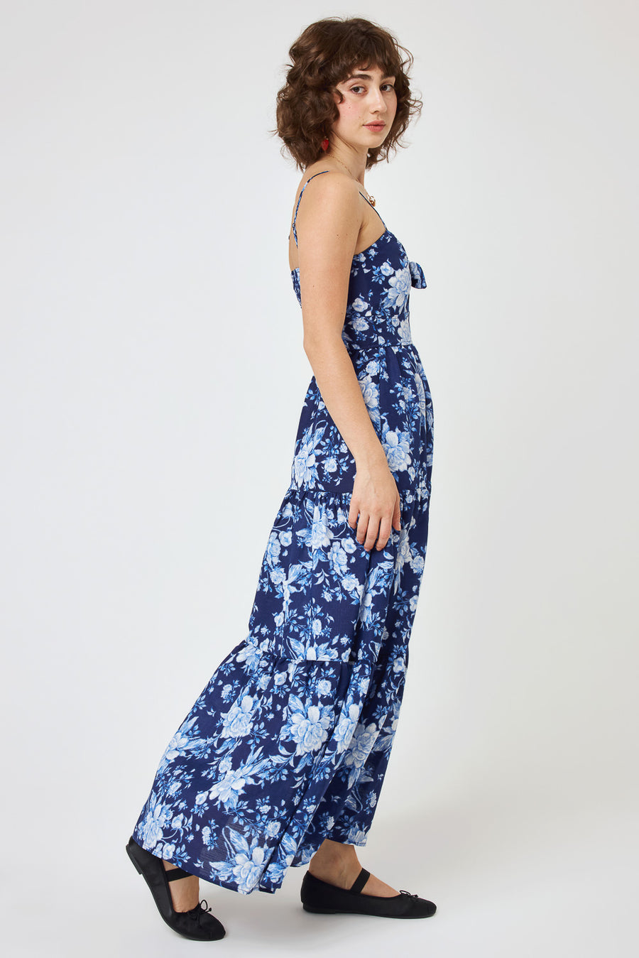 Navy White Floral Keyhole Maxi Cami ...