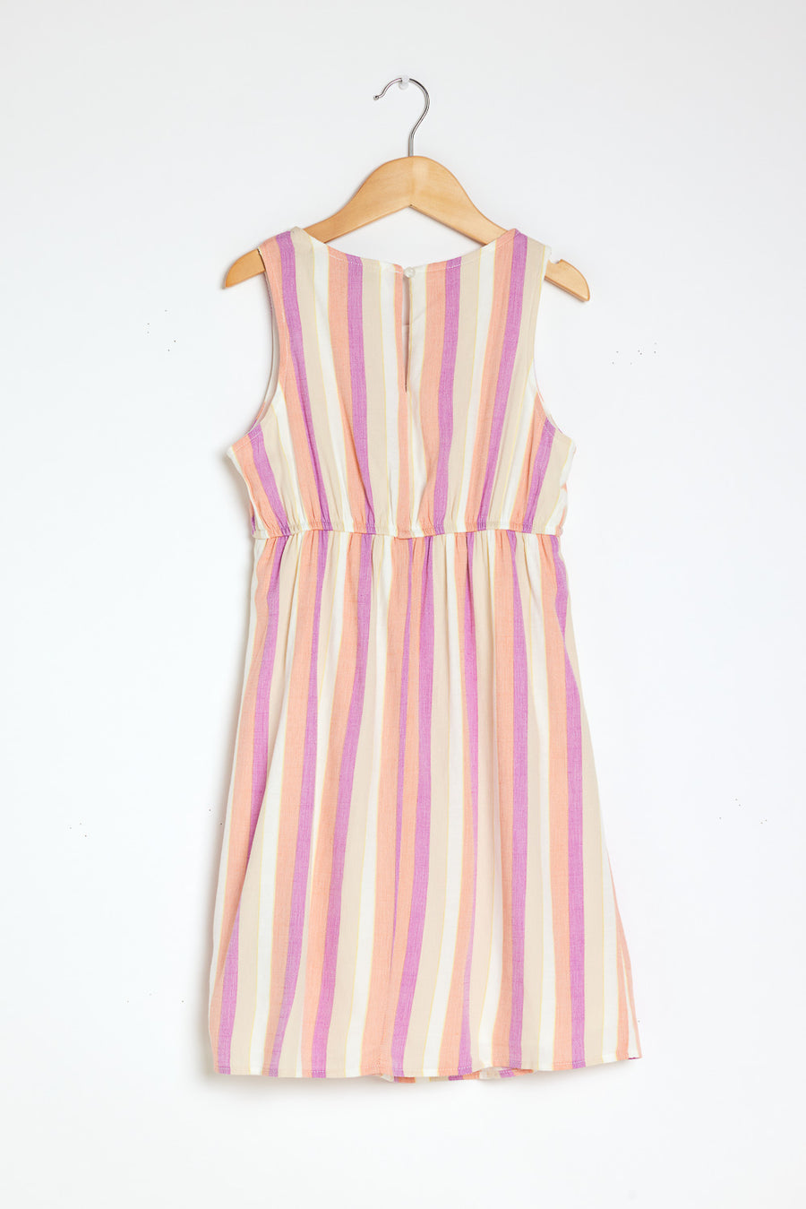 Kids Pink Stripe Sleeveless Front Cutout Dresss - Trixxi Clothing