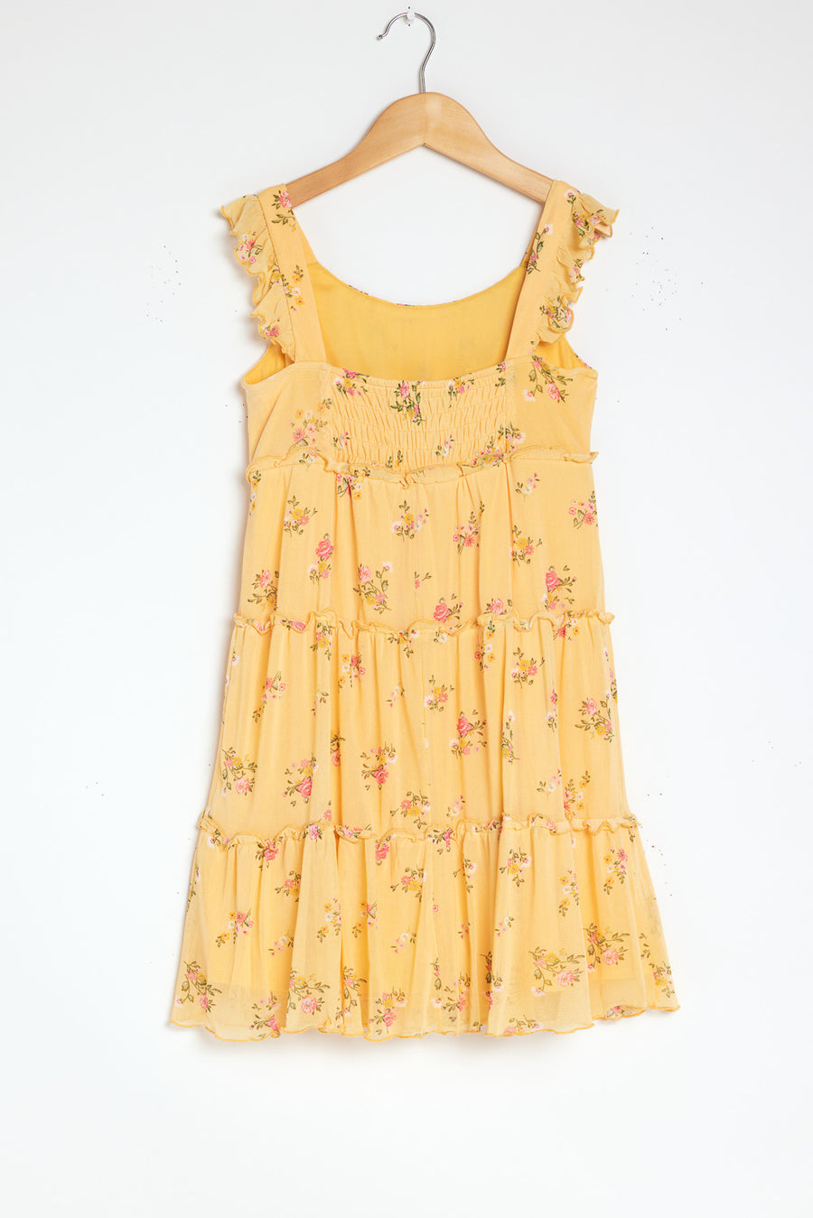Kids Yellow Floral Sleeveless Babydoll Dress - Trixxi Clothing