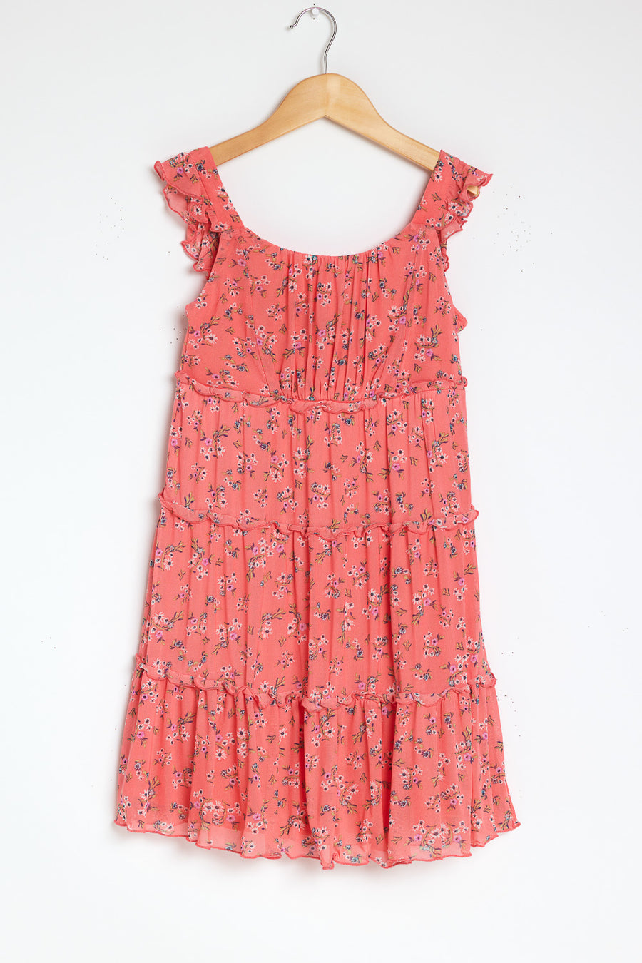 Kids Coral Floral Sleeveless Babydoll Dress - Trixxi Clothing