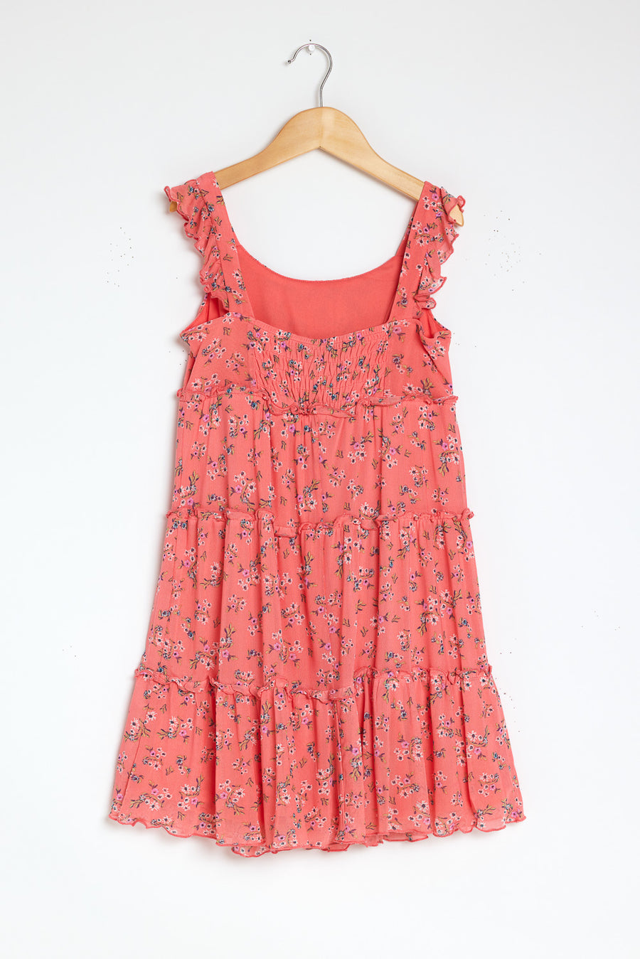 Kids Coral Floral Sleeveless Babydoll Dress - Trixxi Clothing