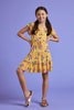 Kids Yellow Floral Print Power Mesh Dress - Trixxi Clothing