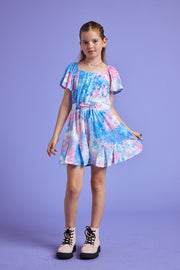 Kids Blue Tie Dye Eyelet Romper - Trixxi Clothing