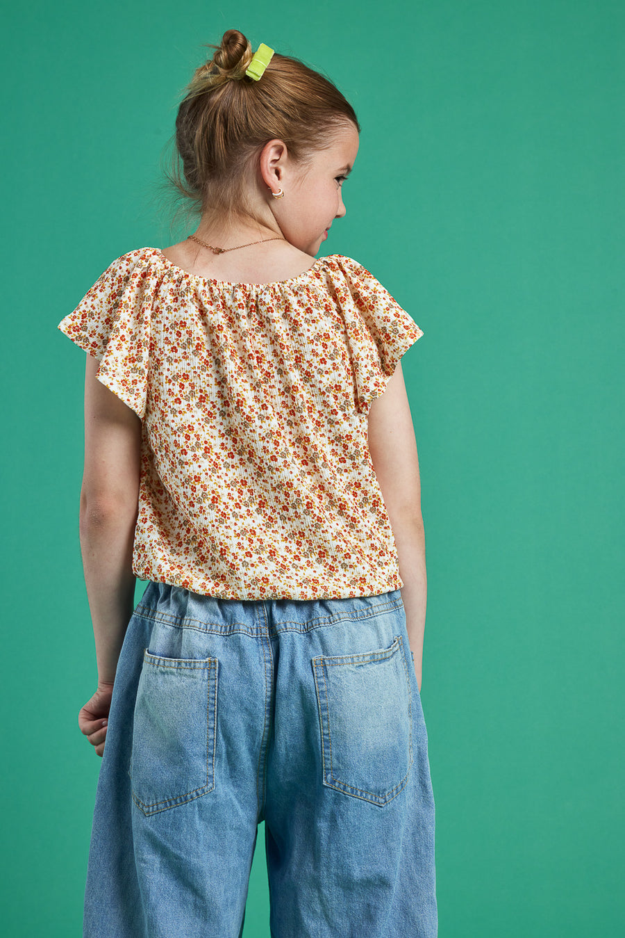 Kids Ivory Yellow Short Sleeve Knit Top - Trixxi Clothing