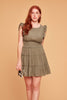 Sage Flair Shoulder Dress - Trixxi Clothing