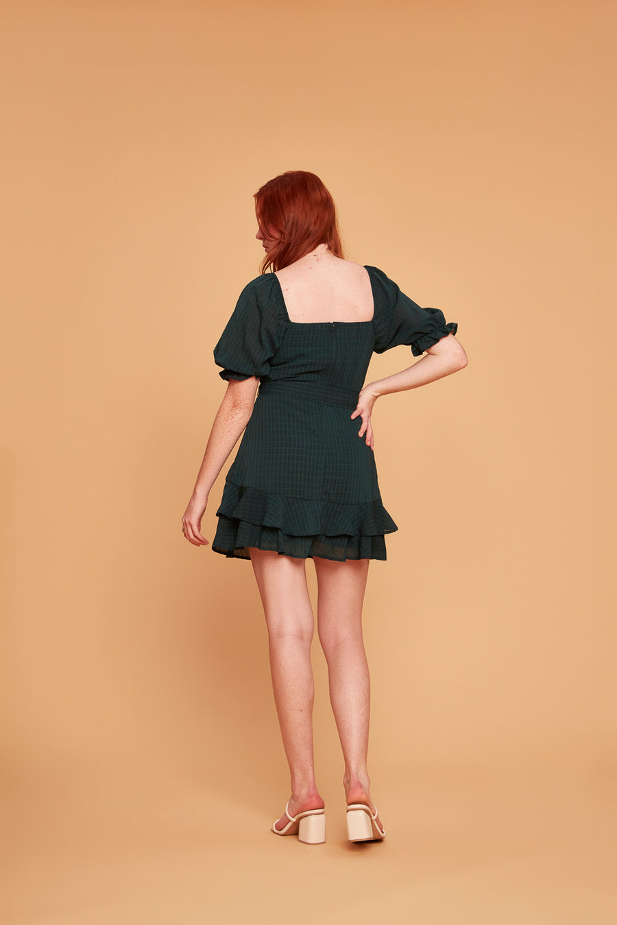Pine Short Sleeve Ruffle Dress - Trixxi Clothing