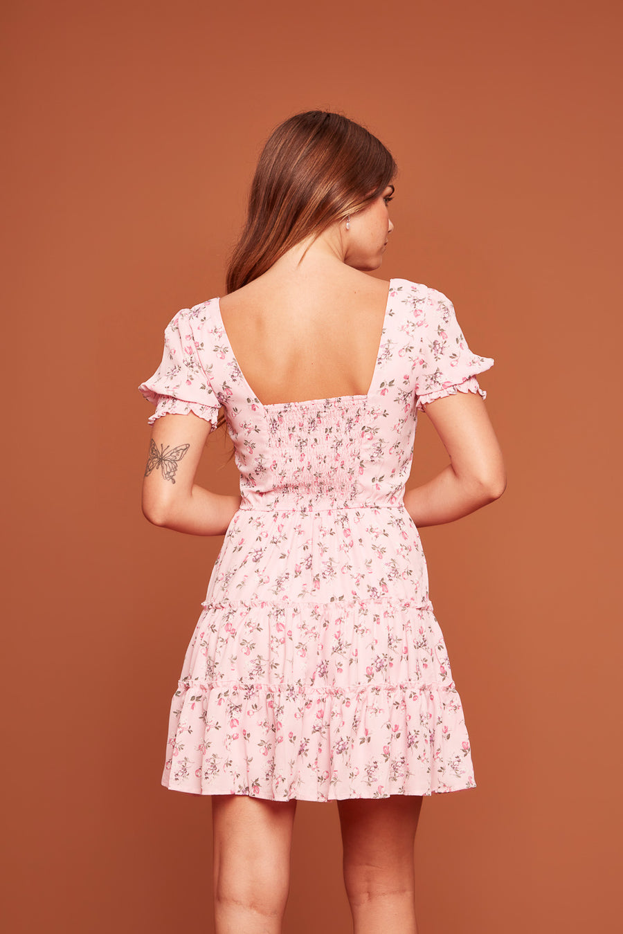 Pink Floral Emma Tier Dress - Trixxi Clothing