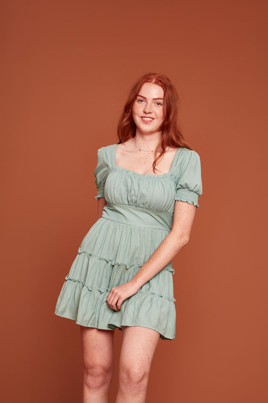 Teal Emma Tier Dress - Trixxi Clothing