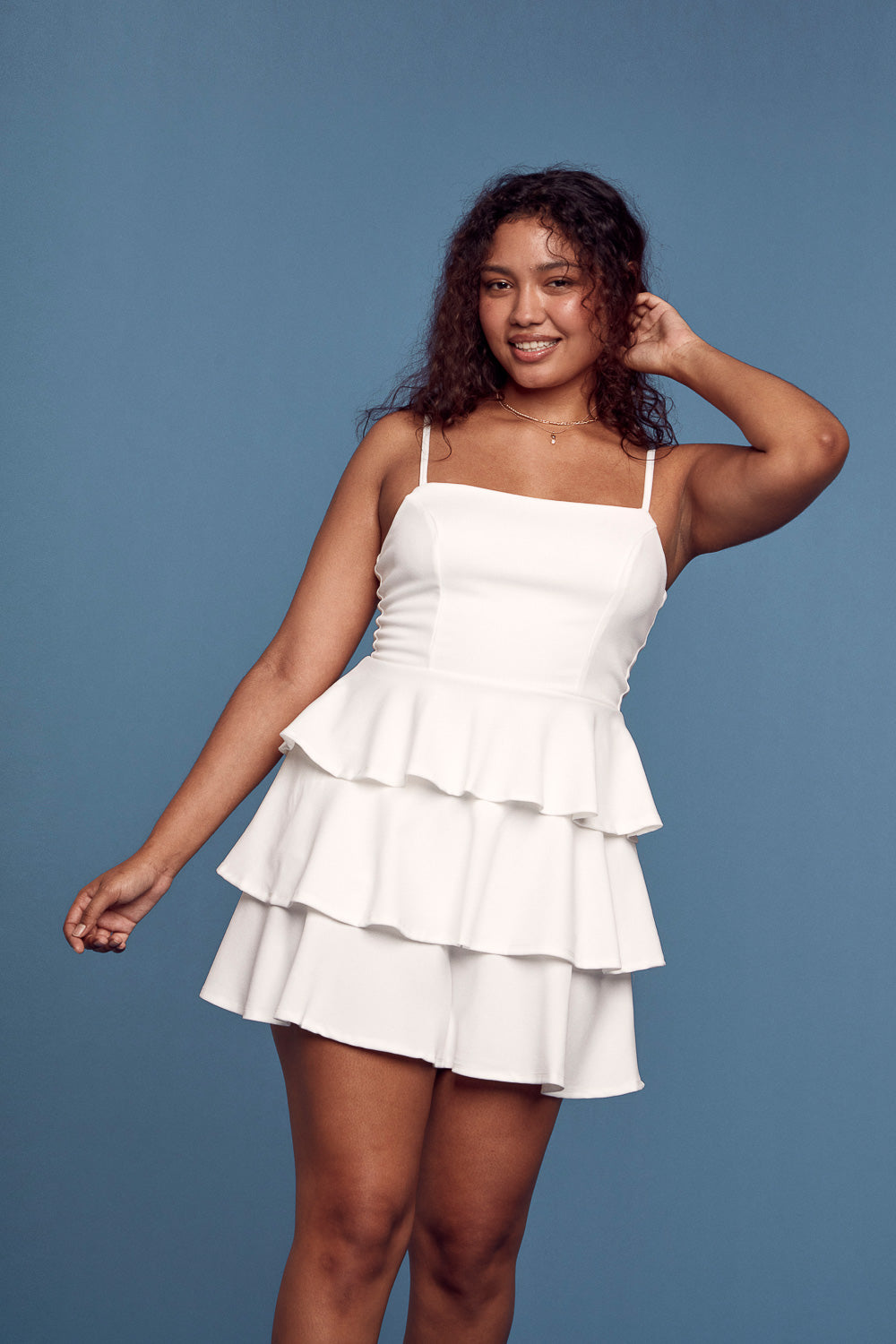 White Ruffle Tiered Dress - Trixxi Clothing